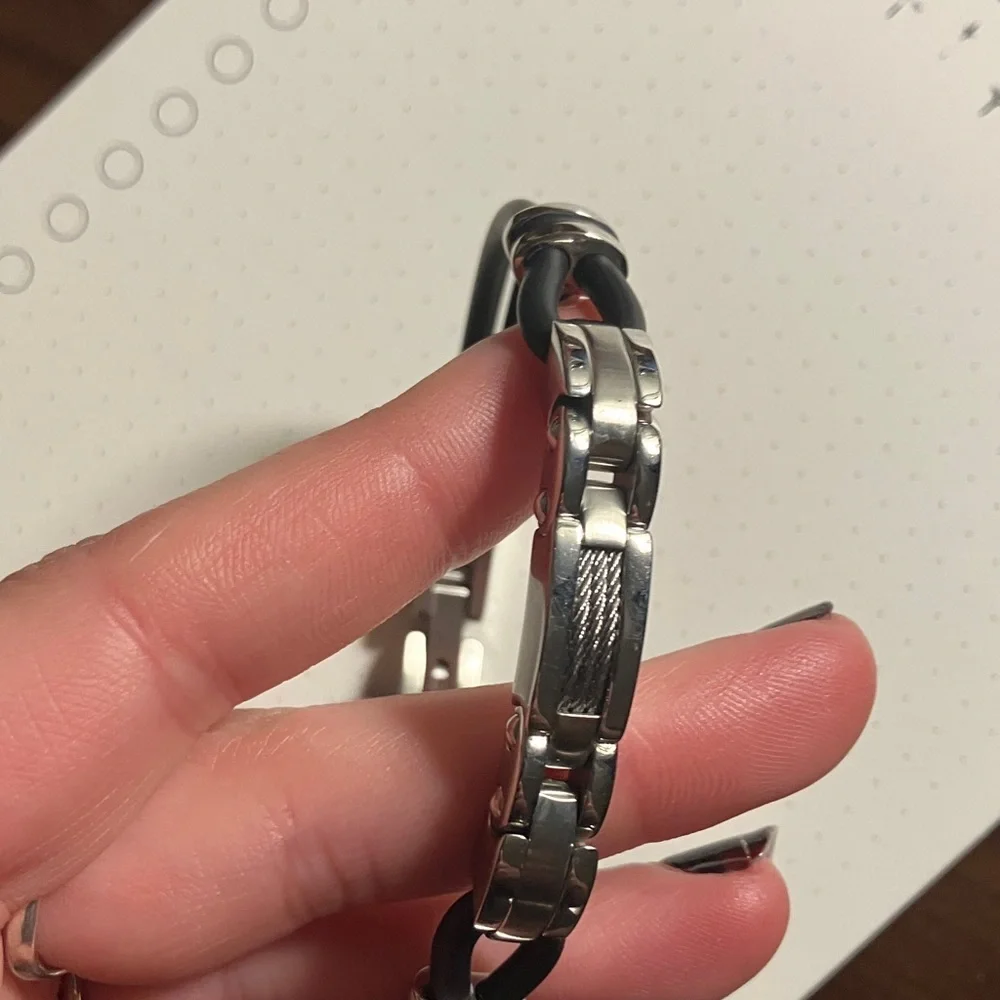 Sentido Gioielli Men's Italian Steel & Rubber Cable Bracelet